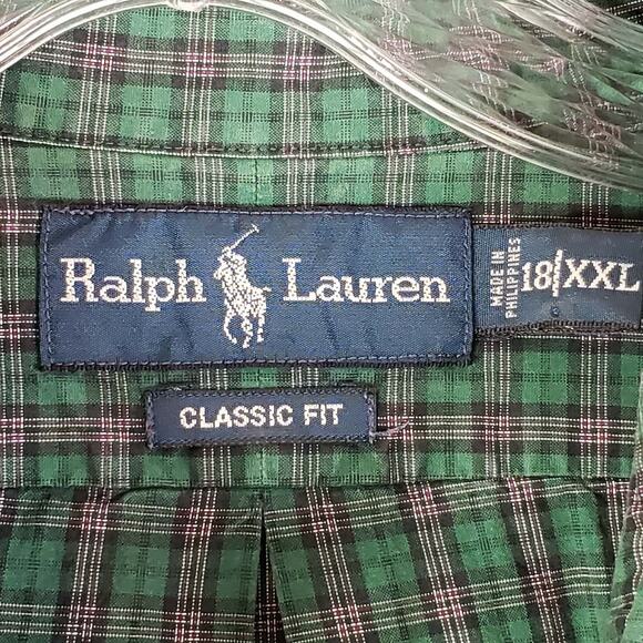 Polo Ralph Lauren Shirt Mens Size XXL Green Plaid Button Down Oxford Long Sleeve - Picture 7 of 9